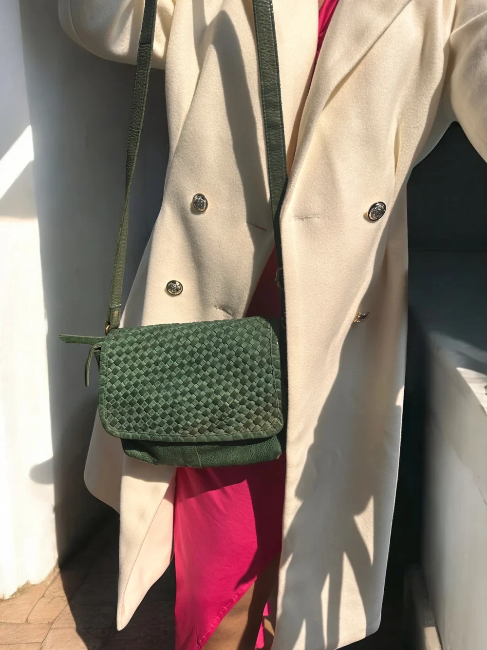 Hand-Stained Genuine Leather Crossbody Sling Bag with Flap - Image 9