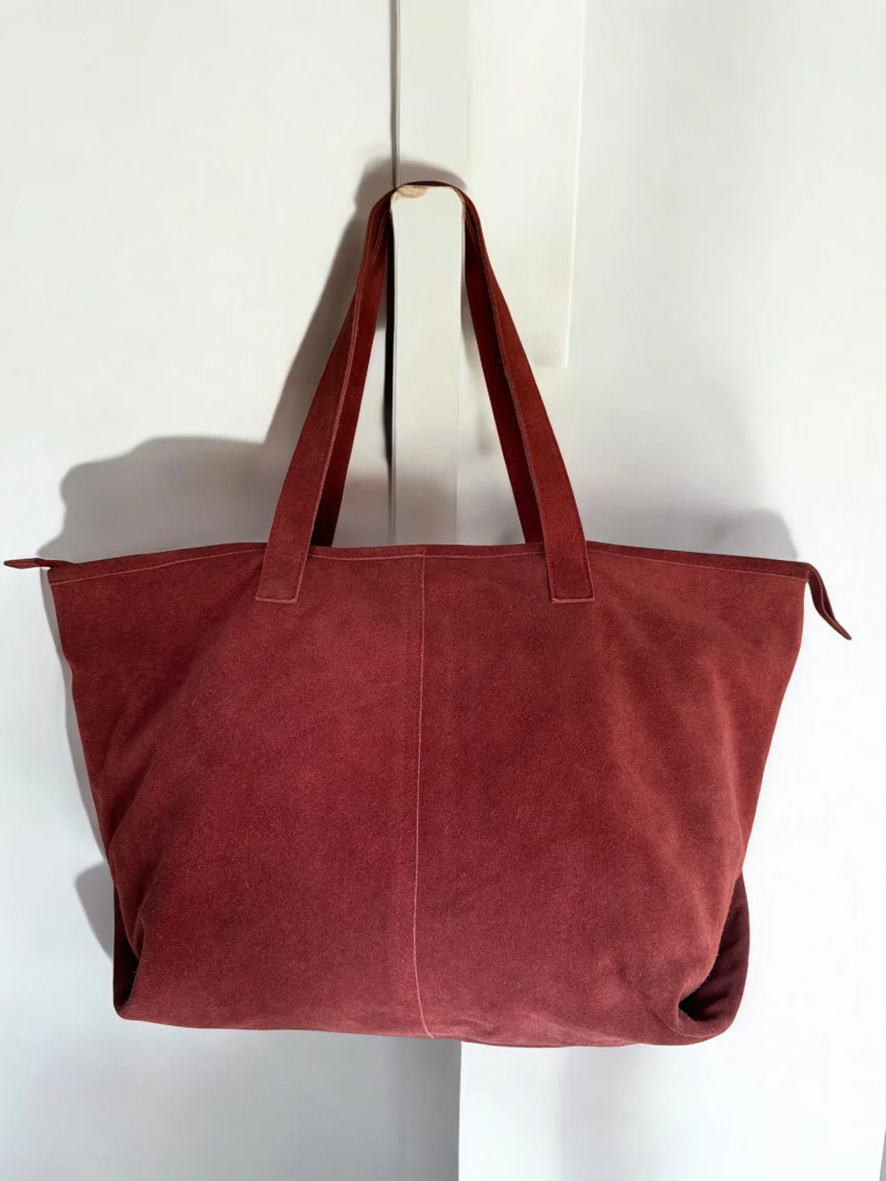 Maymith Premium Suede Bonded Tote Bag in Burgundy
