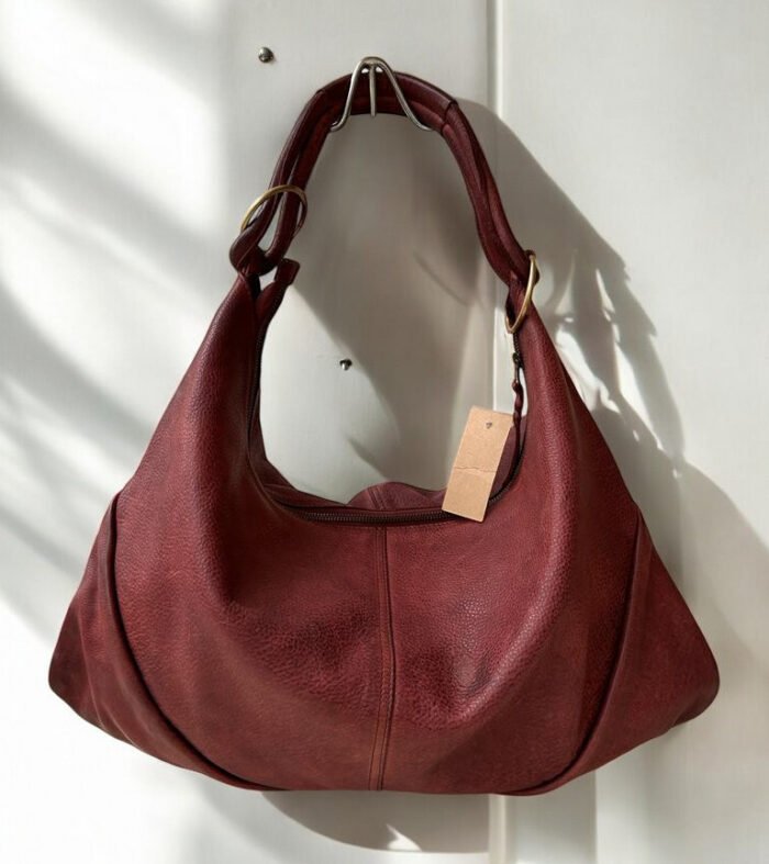 Maymith Burgundy Leather Hobo Bag – Effortless Chic, Everyday Comfort
