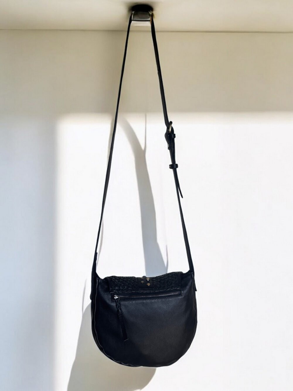Maymith Noir Woven Saddle Bag – Edgy Elegance in Every Step - Image 3