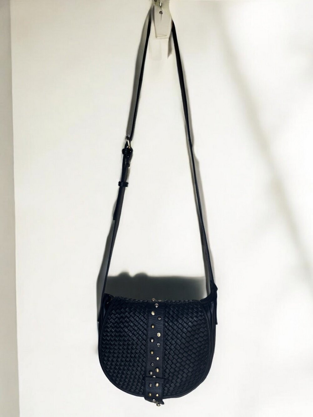 Maymith Noir Woven Saddle Bag – Edgy Elegance in Every Step - Image 2