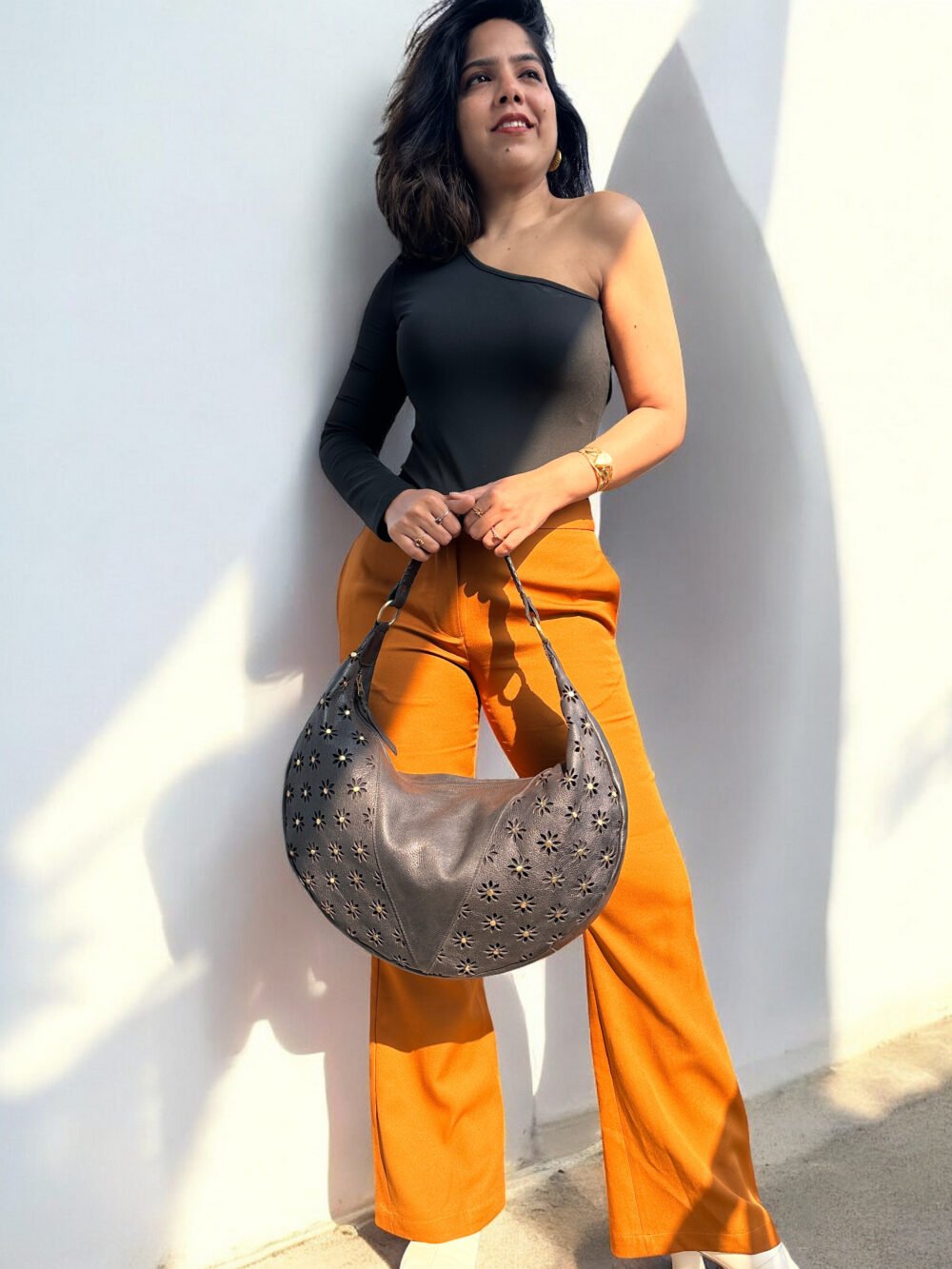 Maymith Midnight Bloom Hobo – Edgy Elegance, Timeless Appeal - Image 6