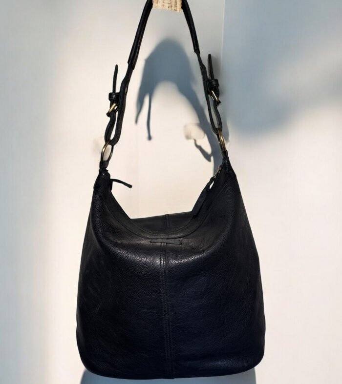 Maymith Classic Black Leather Hobo Bag – Timeless Elegance, Everyday Ease